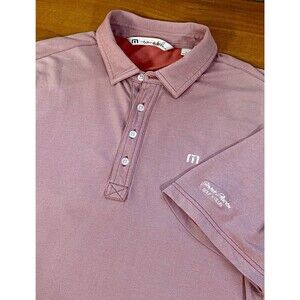 Travis Mathew Polo Shirt Men's Large Red Golf Performance Logo Lightweight
